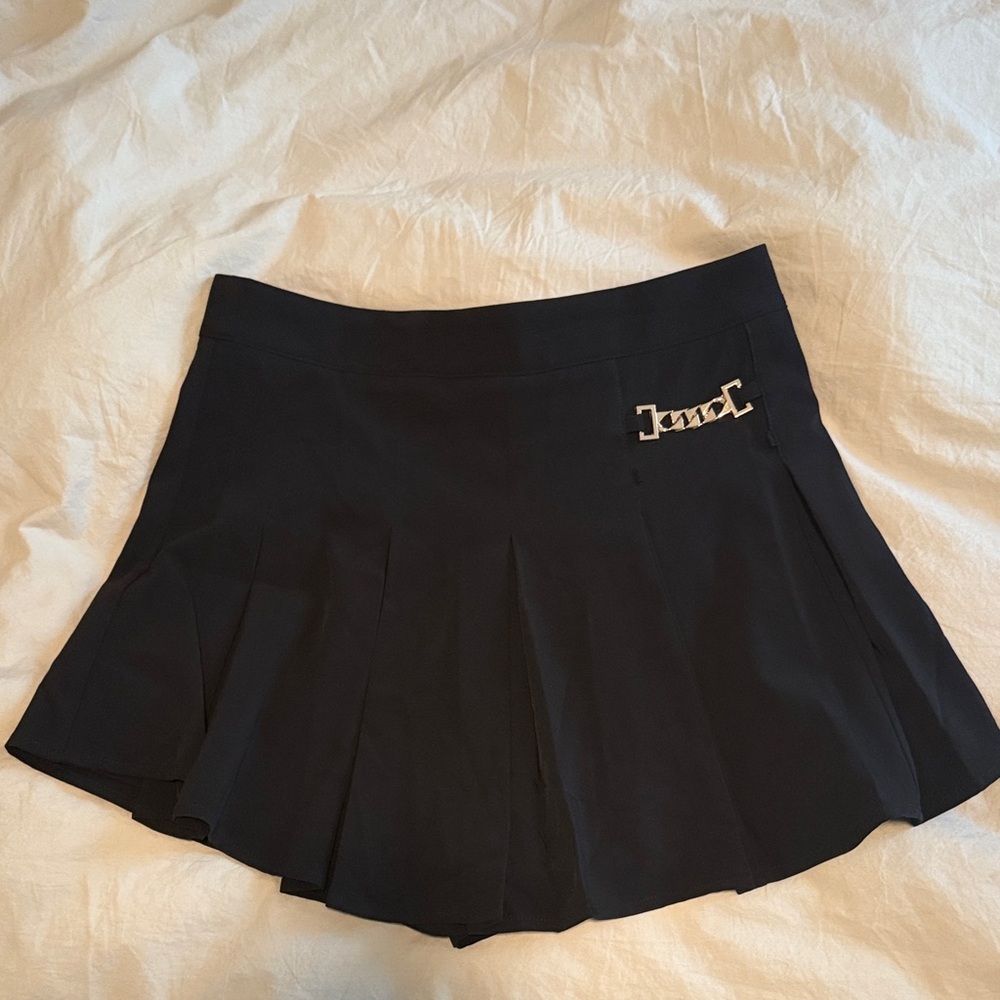 Cider Black Pleated Skort with Silver Accent